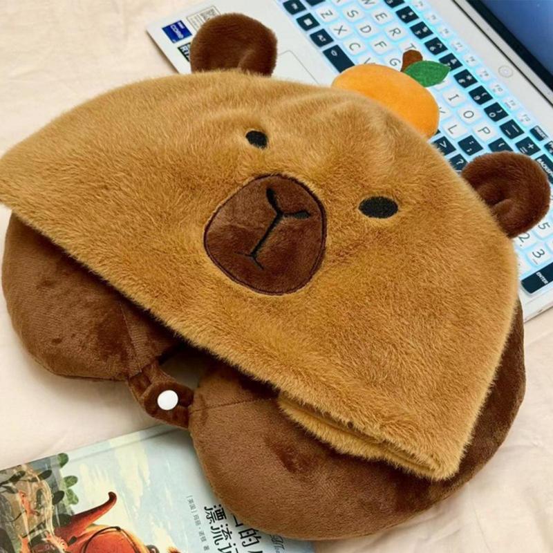 U-Shaped Pillow Comfortable Capybara Hooded Travel Neck Pillow Sleeping Supplies Neck Pillow For Offices Airplanes Cars