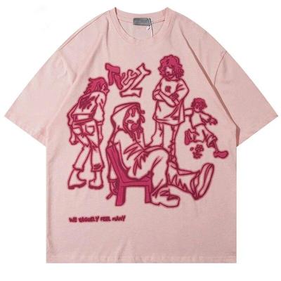 Y2K Street Hip Hop Pattern Harajuku Cartoon Print Men's and Women's Fashion Casual Cotton T-shirt