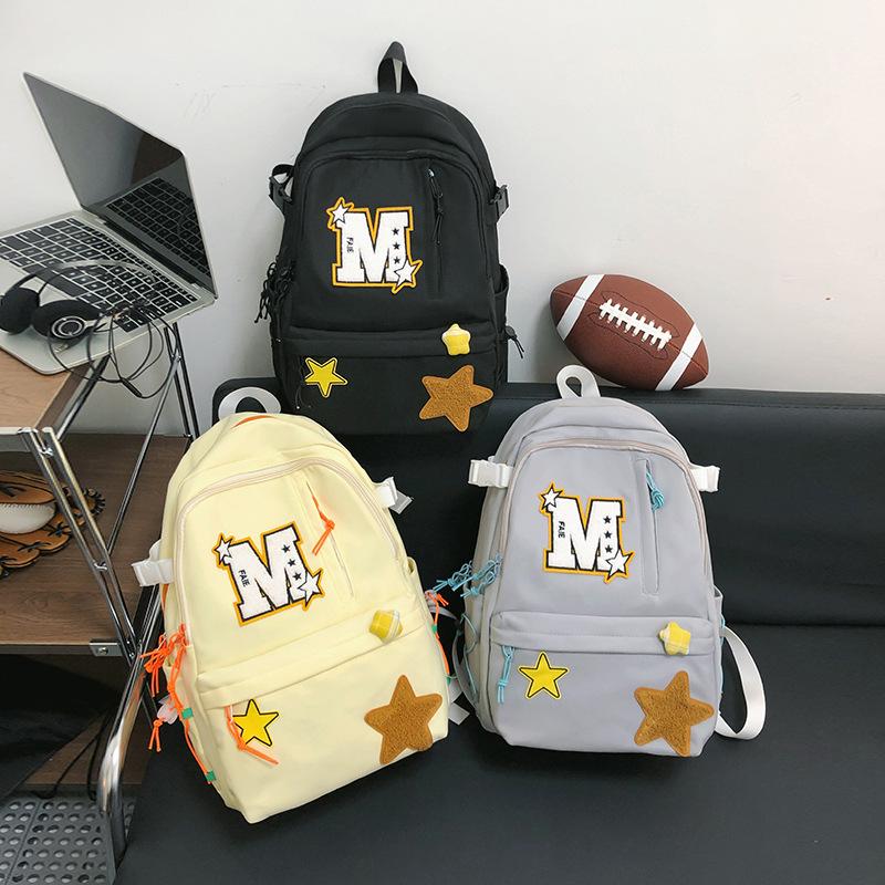 Plecak Ucznia Liceum, Plecak Ucznia Liceum o Dużej Pojemności w Stylu Koreańskim, Modny i Uroczy, Plecak Ucznia z Gwiazdą