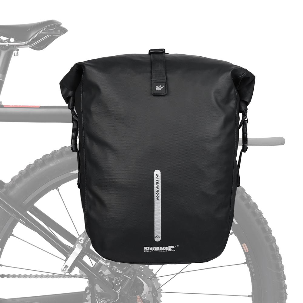 Rhinowalk Bike Pannier Bag 20L Waterproof Rear Rack Black Travel Cycling Bag Shoulder Bag backpack Bicycle Side Storage Bag чёрный