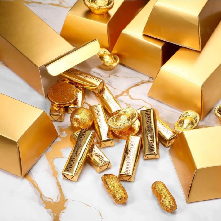 Decorative Gold Bar Candy Box for Home or Office Display and Small Item Storage