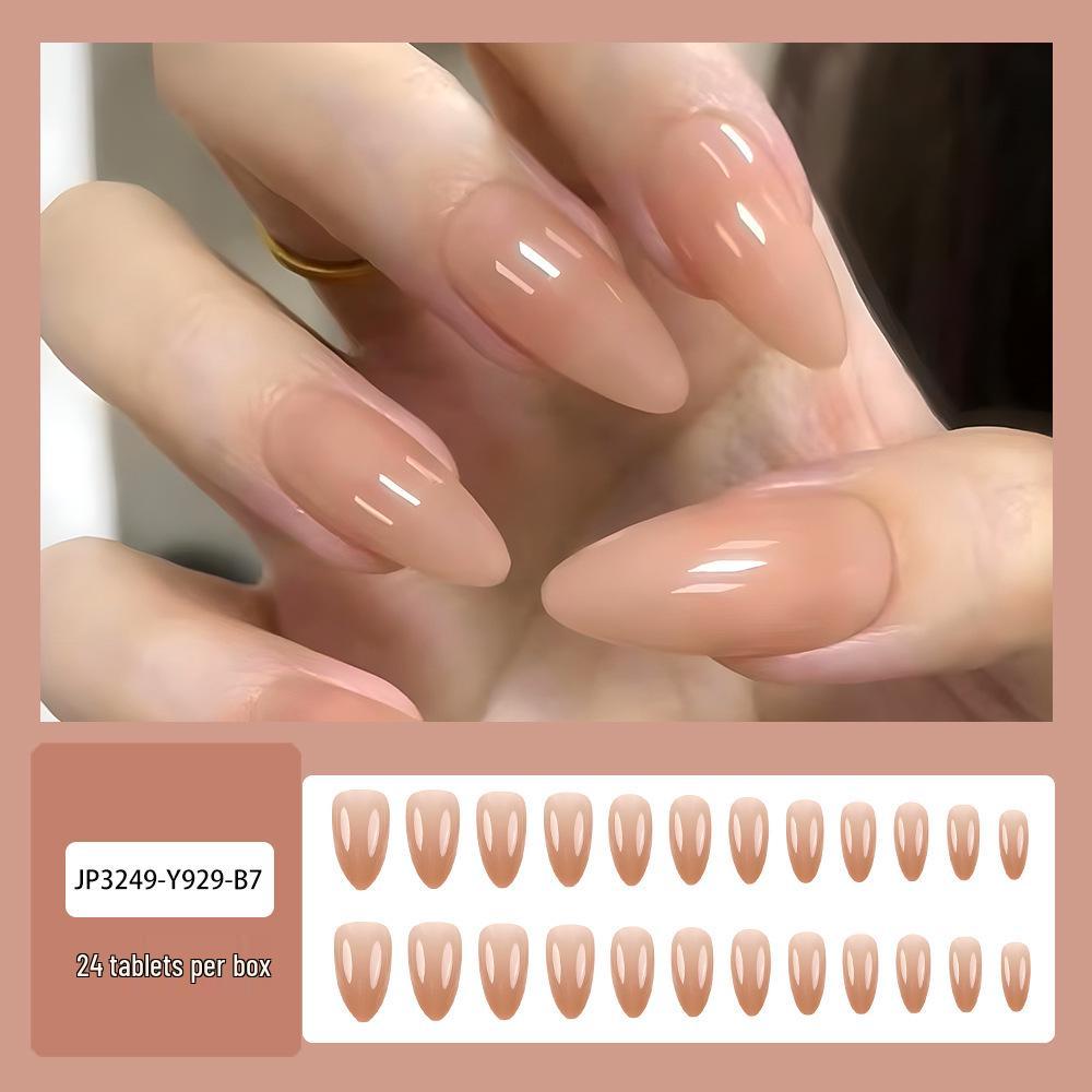 Reusable Blush Nail Art Set: 24 Detachable Wearable Nail Stickers