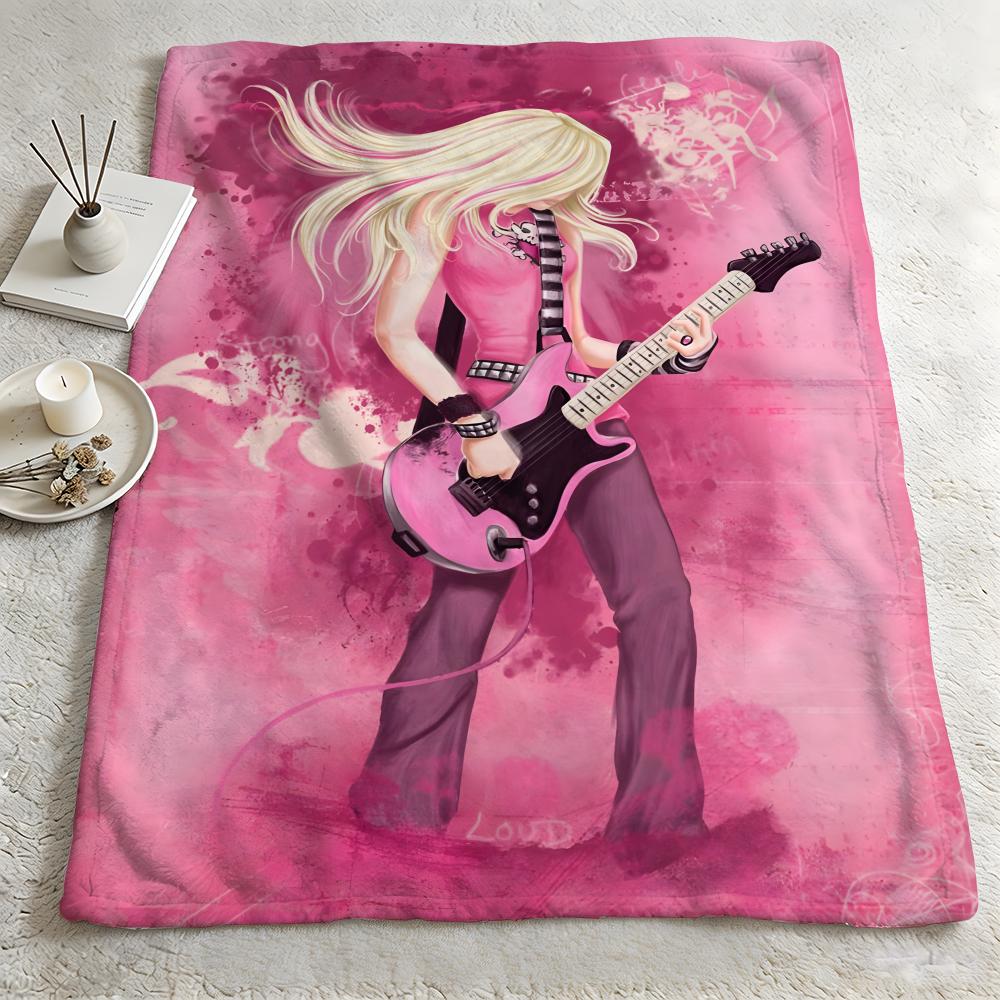 music AAvril Lavignee Throw Warm Soft Flannel Blanket Multiuse for Sofa Bed Camping Travel Nap