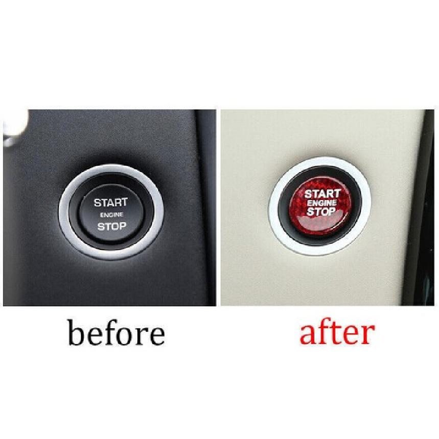 For Range Rover Evoque 12-19 Red Carbon Fiber Start Button Ignition Switch Trim