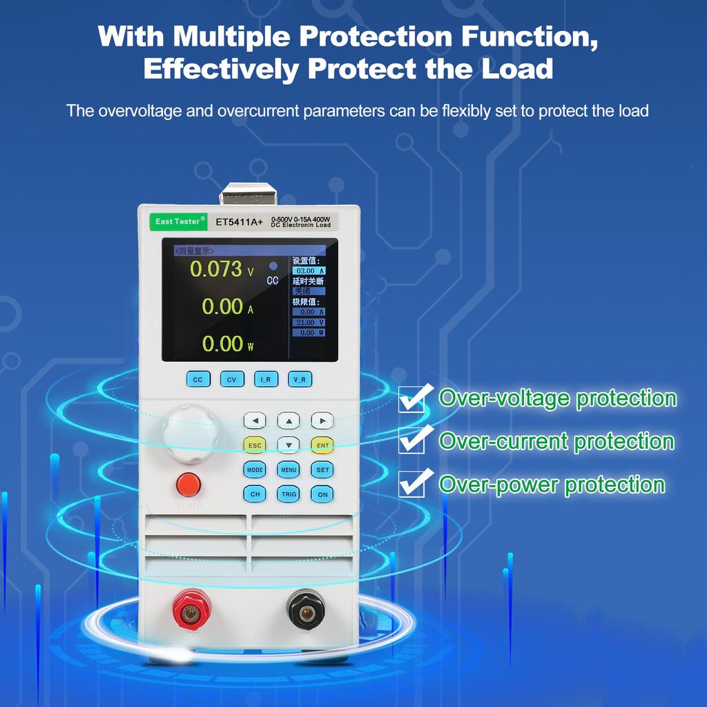 East Tester ET5411A+ Programmable Single-channel DC Electronic Load 500V 15A 400W Single Channel DC
