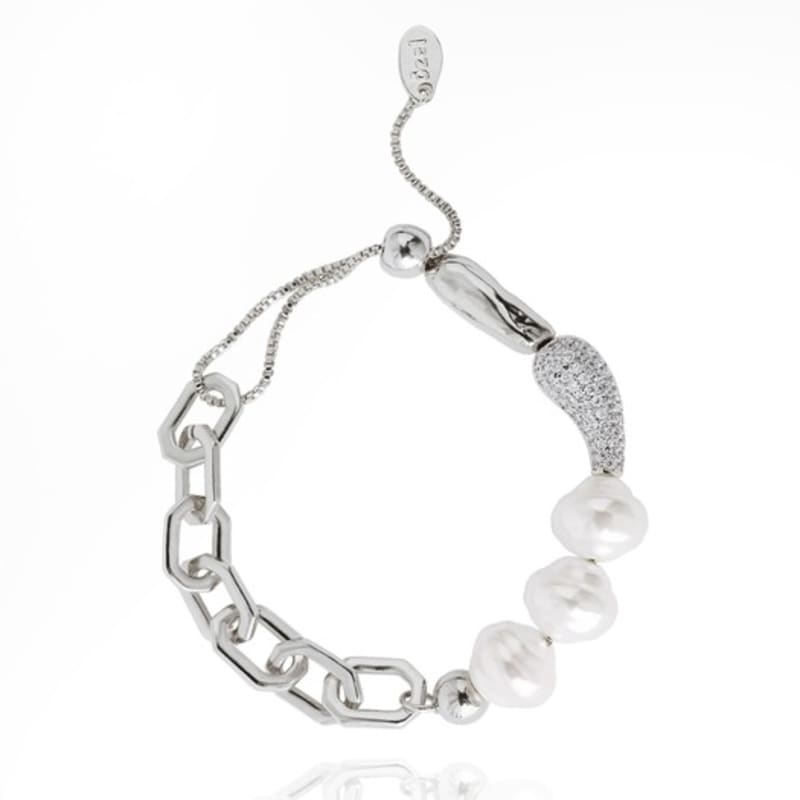 ozel Cubic Pave Waterdrop Pearl Bracelet PB144B