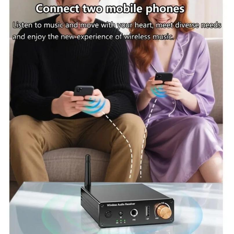Bluetooth 6.0 Wireless Adapter Audio Receiver 3.5mm AUX RCA 6.5MM Microphone Karaoke USB U-Disk Play With Remote volume Control
