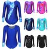 Kinderen Meisjes Bedrukt Patchwork Glanzende Strass Decoratie Leotards Gymnastiek Dans Outfits Bootnek Lange Mouw Knoopjes in het Kruis Jumpsuit voor Dans Stag