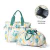 Insulated Lunch Bag Large Capacity Portable Office Beach Picnic Storage Bag Leak-proof Leaf Print Thermal Cooler Pouch Drawstring Handbag