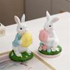 Handcrafts Resins Easters Bunnies Holding Eggs Decoration Cute Rabbit Figurine with Lawn Base for Home and Office Decors