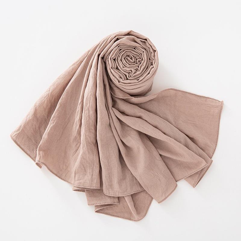 New Breathable Crumpled Scarf For Women Girls Solid Scarves Soft Cotton Wrinkle Pashmina Shawl Foulard Winter Warm Wrap Shawls