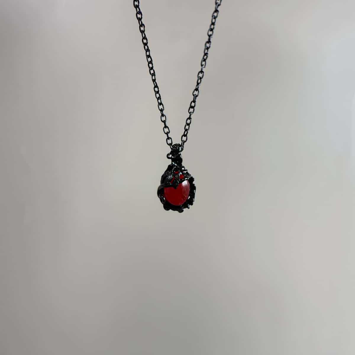 

Vampire water droplet Necklace,Gothic jewelry,Moonlight Cameo,black thorn,engraved,witch,pagan,mystery,magic, Necklace For Women