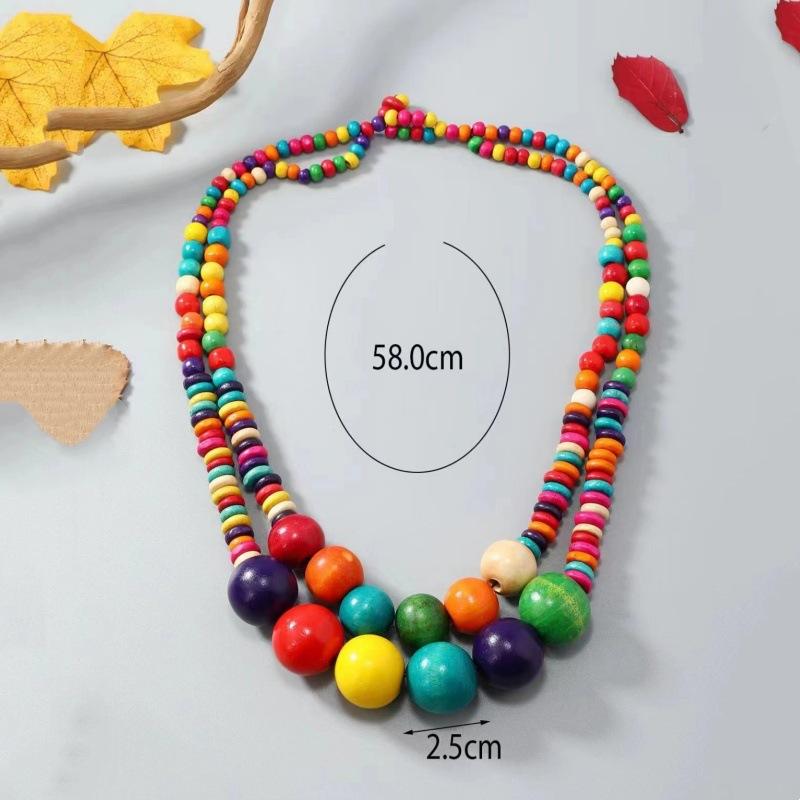 JMXD-Style, Bohemian Ethnic Retro Coconut Shell Sweater Chain Long Necklace, Ethnic Style Necklace Beaded Woman