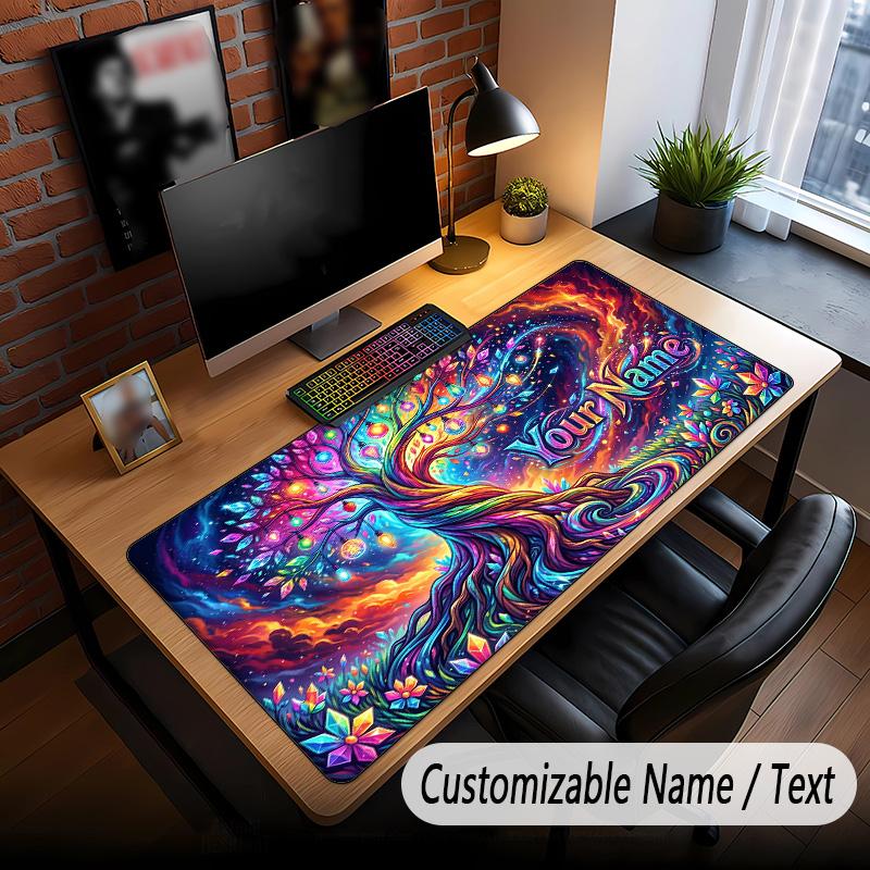 Tree of Life Theme Custom Mouse Pad Personalized With Name Text Customized Desk Mat For Office Home Decor