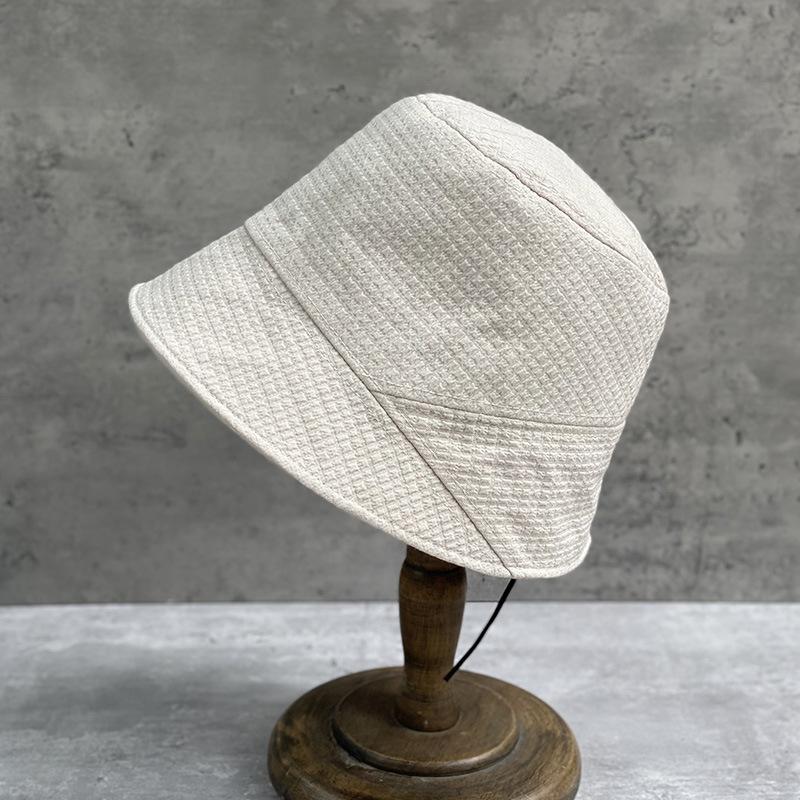 Japanese Simple Daily Versatile Bubble Plaid Pattern Front Big Rear Small Edge Foldable Bucket Hat Women'S Basin Hat