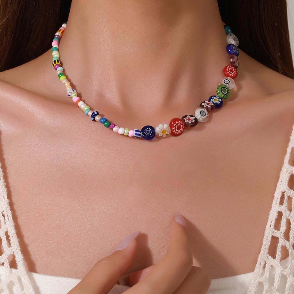 Geometric Beaded Necklace For Women Handmade Multi Layer Unique Design For Travel