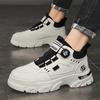 High-top Men's Shoes Leather Martin Boots Men's Autumn and Winter 2024 New Tooling Locomotive Shoes Men's Rotating Button Trendy Shoes