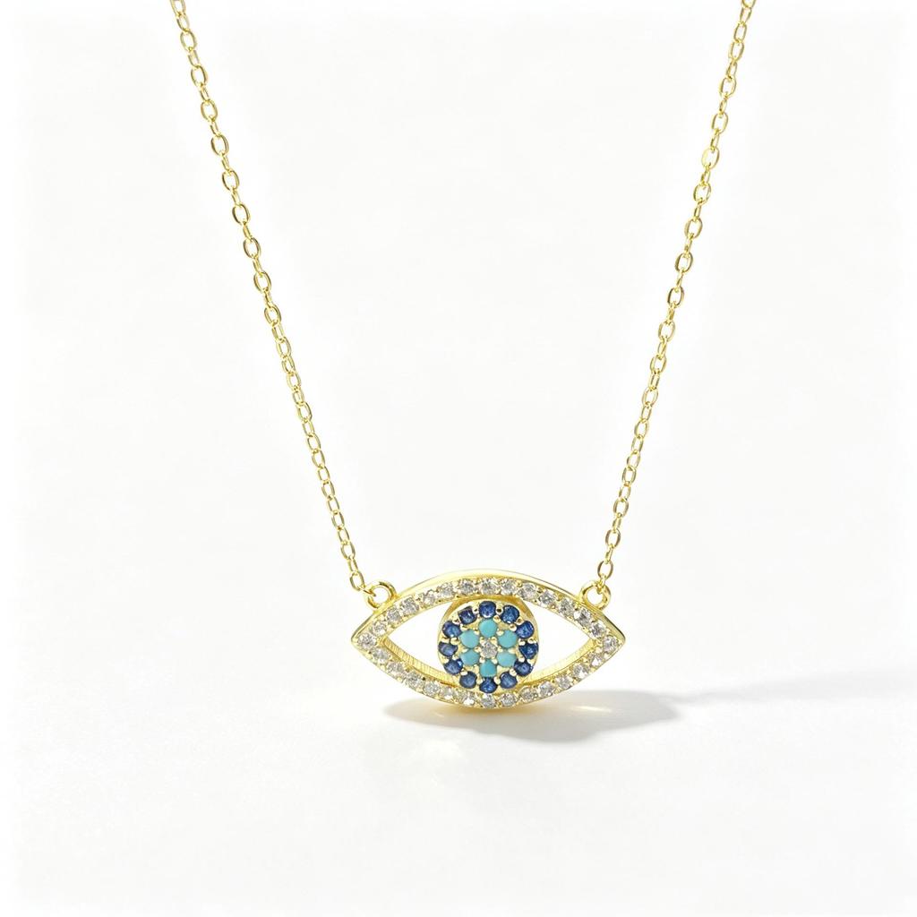 S925 Sterling Silver Evil Eye Blue Zircon Pendant Necklace for Women | European & American Niche Fashion Clavicle Chain