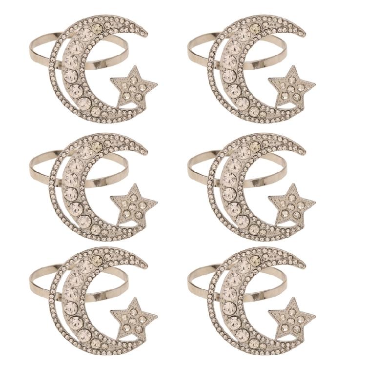6 Pieces Moon and Star Napkin Rings Alloy Material Napkin Rings Napkin Buckles