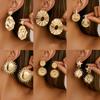 High-end Sunflower Alloy Earrings Irregular Geometric Metal Hammered Surface Ear Jewelry