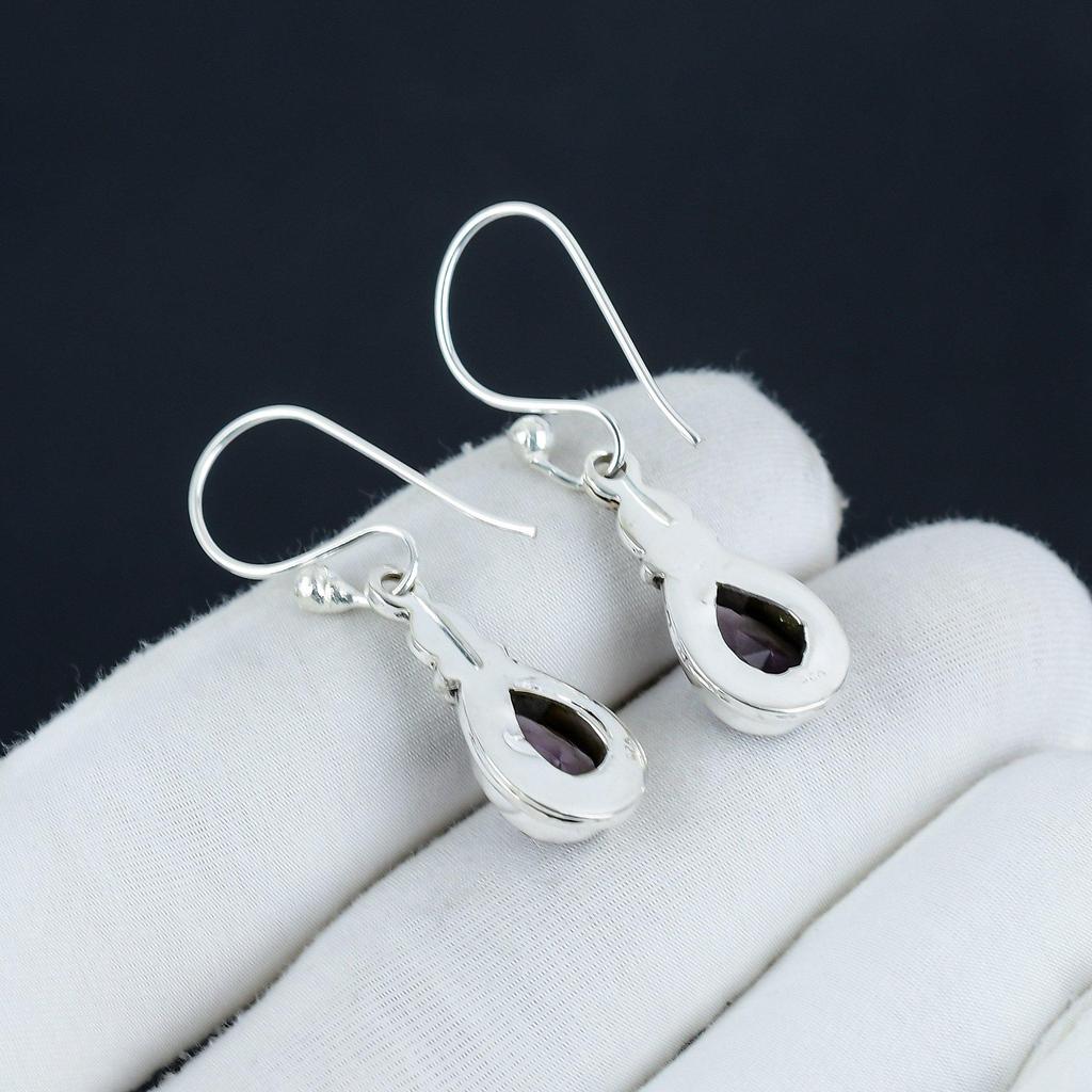Beautiful Amethyst Gemstone Earrings, 925 Sterling Silver Earring, Handmade Boho Silver Jewelry Dangle Earrings, Engagement Gift