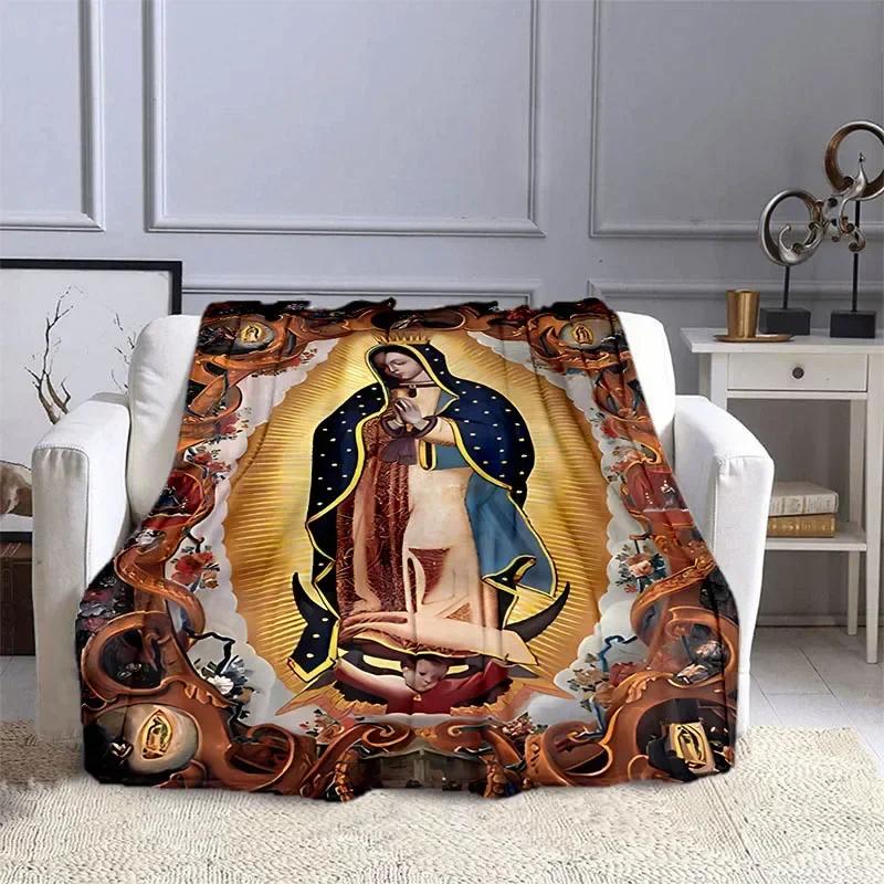 Jesus and The Virgin Mary Print Blanket Faith Religious Blanket Soft Warm Throw Blanket Sofa Bedding Birthday Gifts Blanket