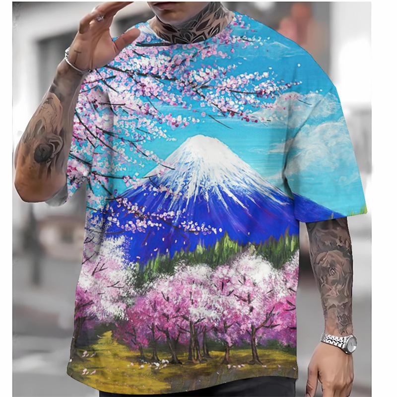 Summer Snow Mountain 3D Print T-Shirts Streetwear Men FashionCasual Oversized O-Neck Short Sleeved T Shirt Tees Tops Clothing