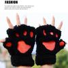 Schöne Plüschhandschuhe mit Katzenkrallen und Pfoten, Plüschfäustlinge, warm, weich, kurze, fingerlose, flauschige Bärenhandschuhe, Kostüm, Halbfingerhandschuhe