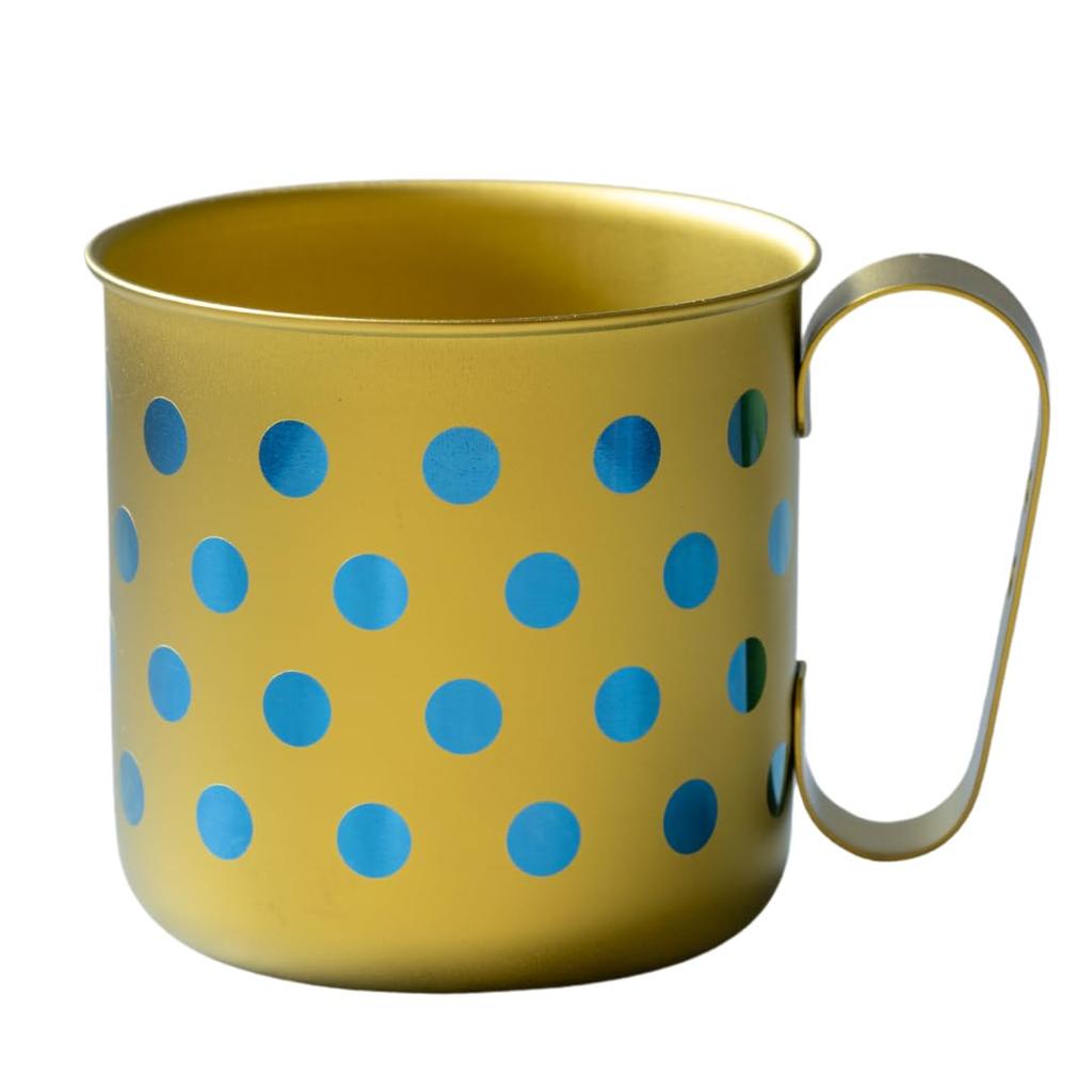 HORIE Pure Titanium Design Polka Dots and Perfect for Outdoor Mug, Stars, Activities, Kids, Gift, Lightweight, Rust-Resistant (320ml) (Yellow
