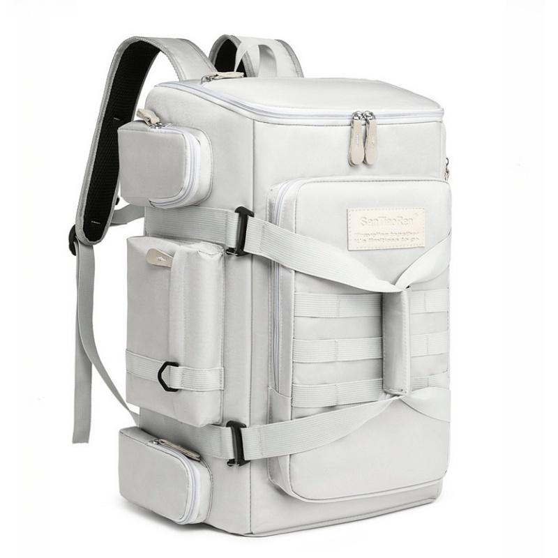 Trendy Waterproof Nylon Travel Backpack Long-distance Touring Business Trip Luggage Bag Detachable Handheld Strap College Student Computer Schoolbag