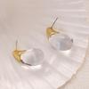 1 Pair Elegant Transparent Teardrop Earrings - Minimalist Chic Dangle Drops, KC Golden Plated for Women, Everyday & Party Jewelry