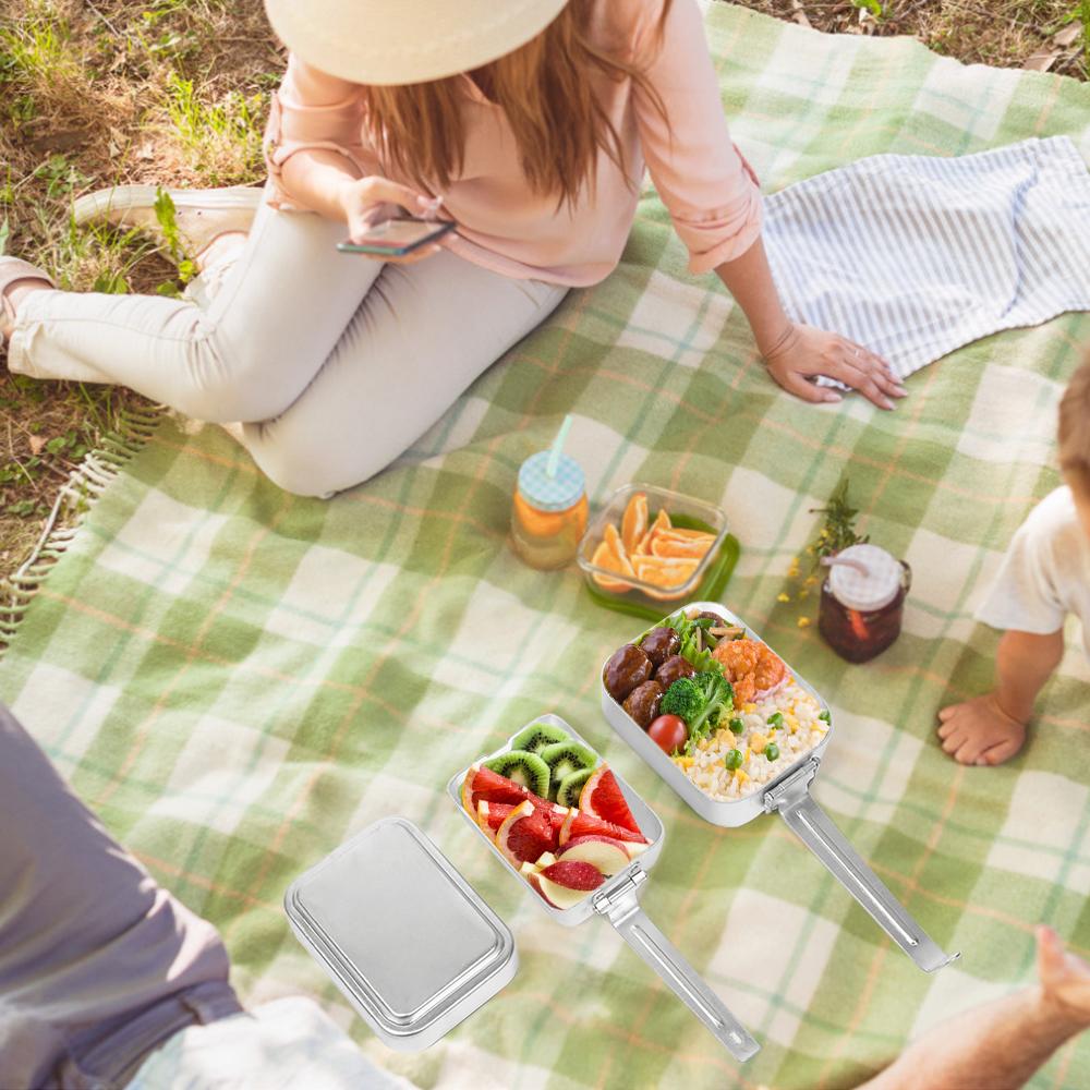 Outdoor Mess Tin Kit Aluminium Camping Kookgerei Set Lunchbox Voedselcontainer met Deksel