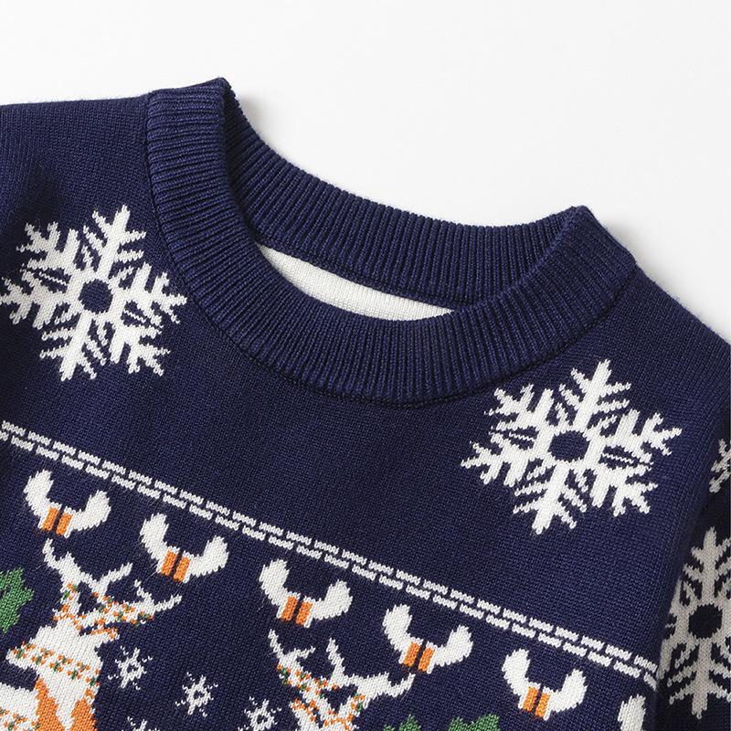 Christmas Sweatshirts Winter Boy Girl Print Knit Sweater Pullover Cotton Clothes Autumn Kids Slouchy Soft Clothing Knitwear