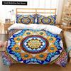 Bohemian Lotus King Queen Duvet Cover Boho Mandala Bedding Set For Kids Teens Adults Exotic Flowers 2/3Pcs Polyester Quilt Cover