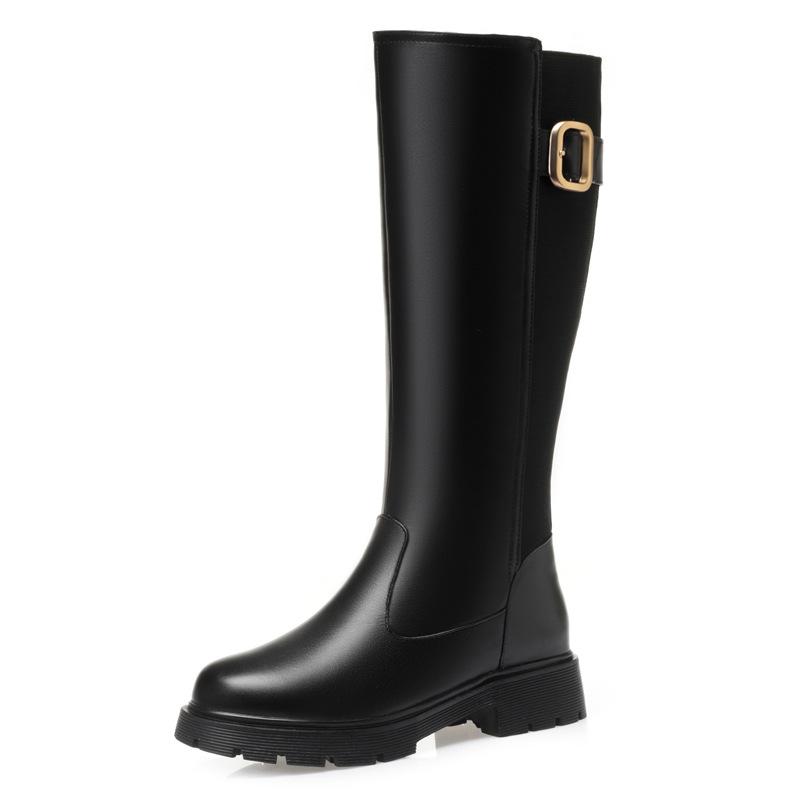 Women Long Boots Genuine Leather 2026  New Large Size Non-slip  Women's Winter Boots Warm Wool High Boots Women