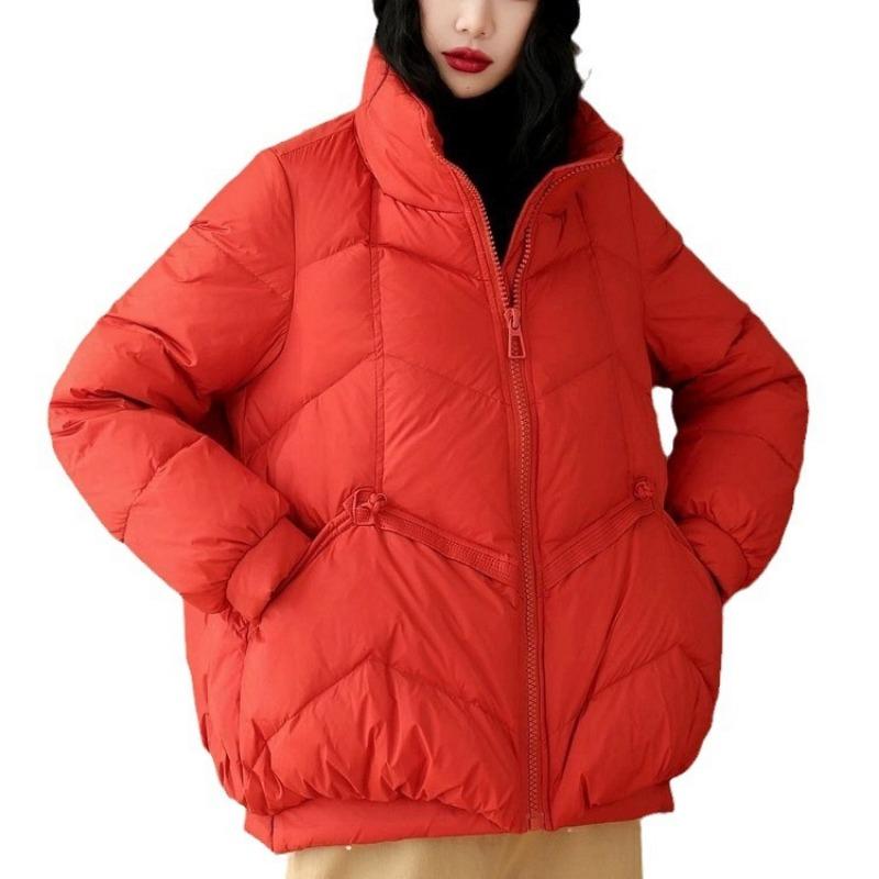 Spring down jacket women's loose and thin stand-up collar short warm white duck down jacket spring new