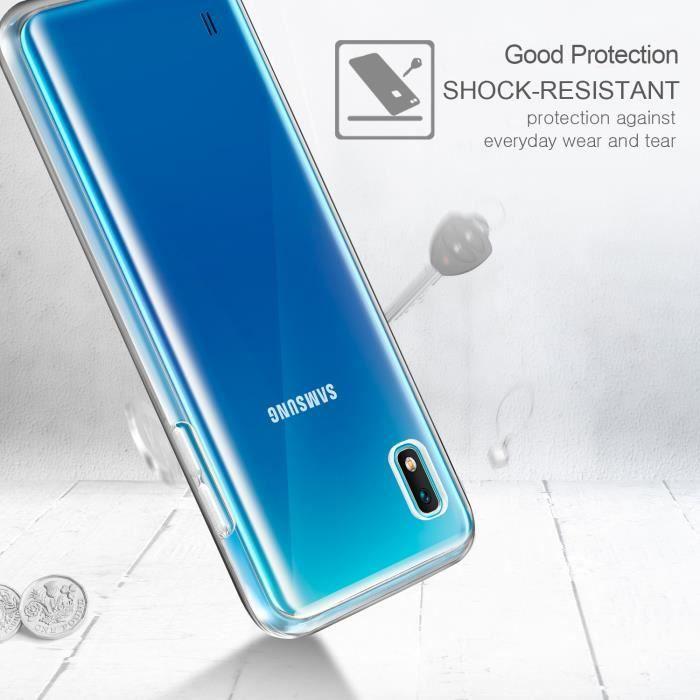 Coque pour Samsung Galaxy A10 - Silicone Transparent - Protection Impact - Film Verre Trempé - Souple