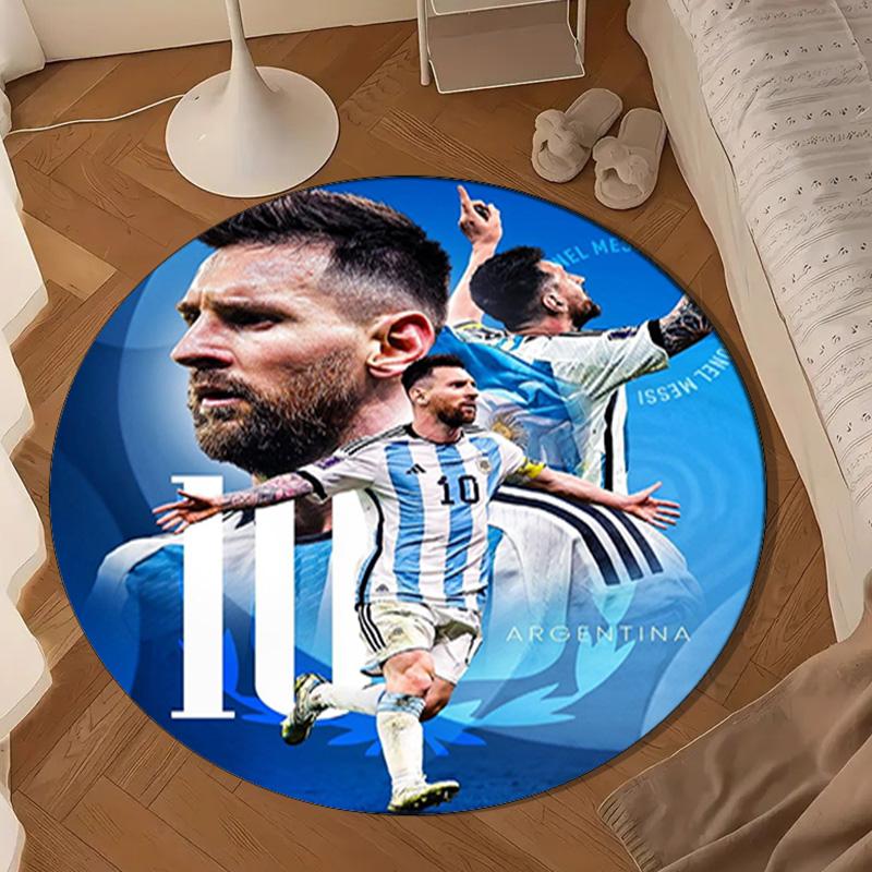 World Cup Celebration Messi Round Mat, Anti-slip Circle Carpet Chair Rug For livingroom,Bedroom, Doormat Home Decor Gift Christmas Gifts