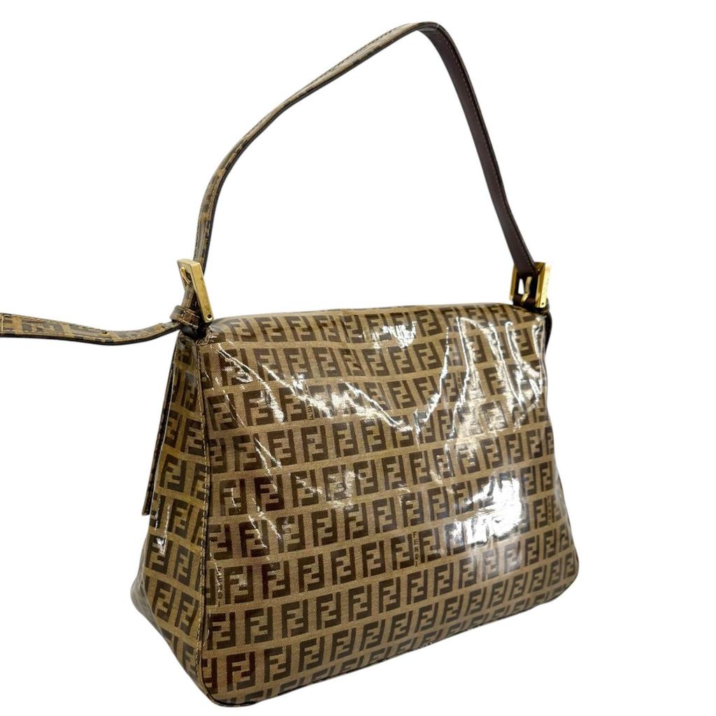 FENDI Zucchino mamma bucket Shoulder Bag Brown Women one belt used