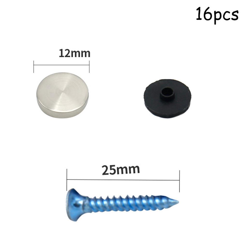 16pcs Stainless Steel Chrome Dome Cap for Screw Covering in Mirror Glass Furniture Bath Panel Sign and Display Installations