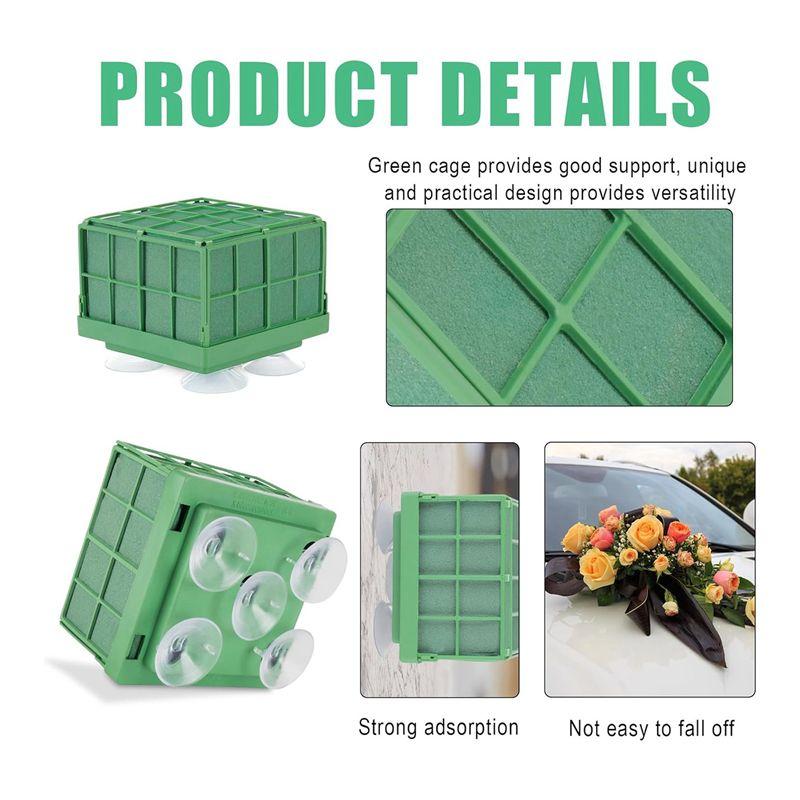 A84E-Floral Foam Cage With Square Flower Foam Blocks Holder, Floral Foam Blocks For Artificial Flowers Arrangements, Durable 4Pc