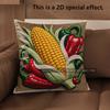 2D Rustic Farmhouse Chili Corn Throw Pillow Covers Pattern Cushion Cover Suitable For Sofa Bedroom Car Pillow Cover