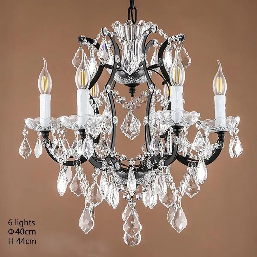 European retro crystal chandelier E14 attic living room bedroom home decoration luxury villa dining room candle LED chandelier