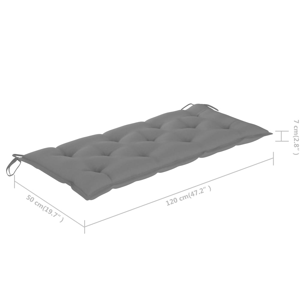 vidaXL Bamboo Garden Bench with Cushion 120 cm