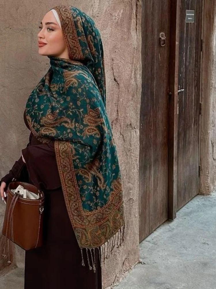 Classic Ethnic Paisley Tassel Scarf - Imitation Cashmere, Perfect for Autumn and Winter
