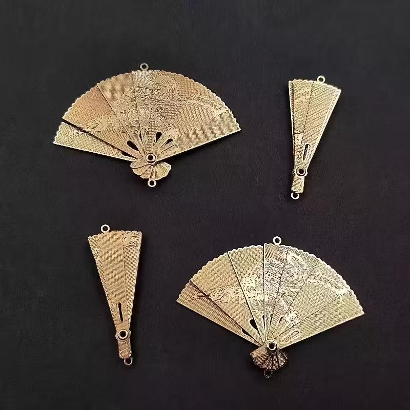 1pc Chinese fan ornament, craft folding fan pendant, handmade jewelry accessory mini fan