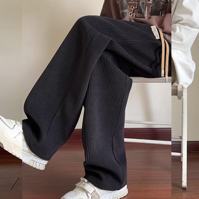 

Мужские вельветовые брюки с флисовой подкладкой, утолщенные, свободного покроя, прямые, широкие брюки в стиле хип-поп 2XL чёрный/хаки