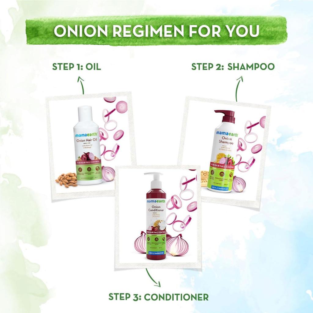 Mamaearth Onion Shampoo For Hair Growth & Hair Fall Control With Plant Keratin 600ml | Smoothens, Strengthens, Nourishes Hair For Men & Women