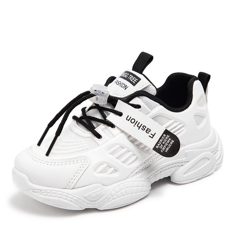 Spring and Summer Korean Version Sports Shoes Children's Breathable Mesh Dad Shoes Students Solid Bottom Running Shoes Boys and Girls Single Shoes