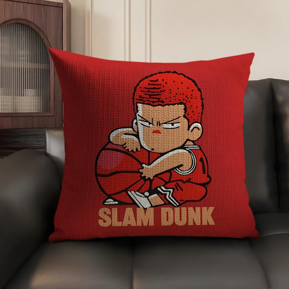 SSlam Dunk cartoon Cushion Cover Natural Linen Organic Fabric DoubleSided Printing Sofa Home Decor Gift Pillow Case